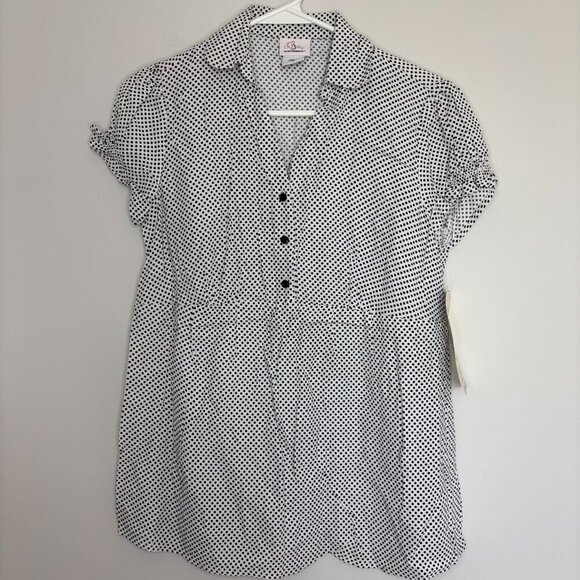 OH BABY MOTHERHOOD Maternity Top Black and White Short Sleeve Sz Small NEW wTAGS - Picture 1 of 8